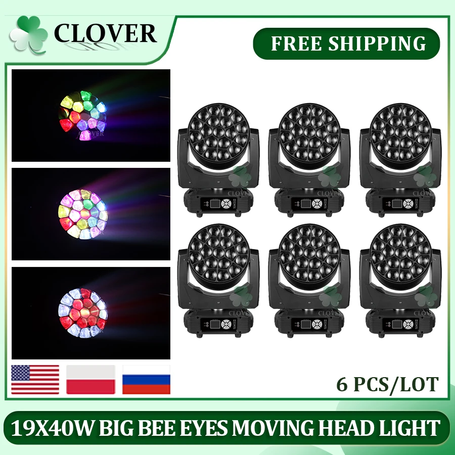 0 Tax 6Pcs LED Beam Wash Big Bees Eyes 19x40W RGBW Zoom Moving Head Lighting With LED Aperture DJ Disco Stage Effect Equipment
0 Tax 6Pcs LED Beam Wash Big Bees Eyes 19x40W RGBW Zoom Moving Head Lighting With LED Aperture DJ Disco Stage Effect Equipment
