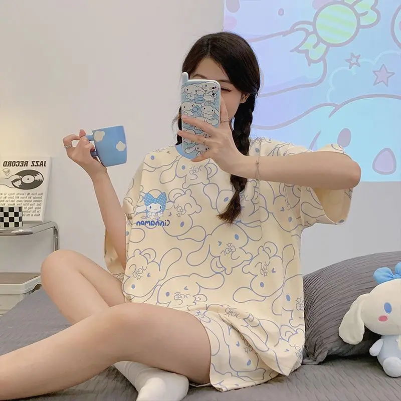 Sanrio Pajamas Short Sleeve Women Kawaii Cinnamonroll Kuromi Mymelody New Cartoon Students Home Dress Set Summer Ins Style Can
Sanrio Pajamas Short Sleeve Women Kawaii Cinnamonroll Kuromi Mymelody New Cartoon Students Home Dress Set Summer Ins Style Can