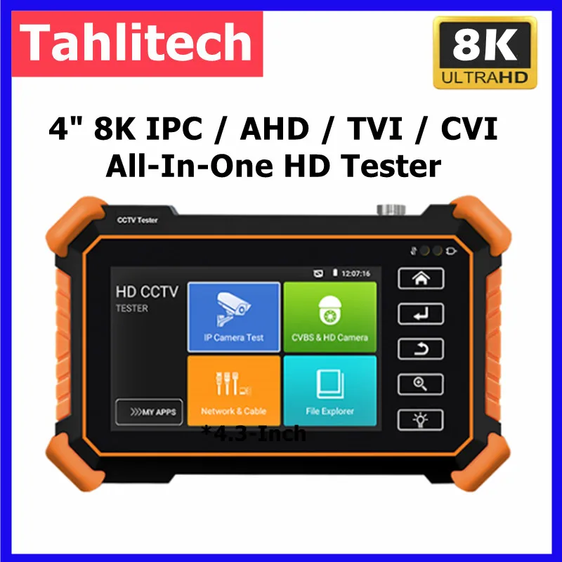 

8K CCTV IPC Tester Support 8MP AHD CVI TVI Camera IP Camera Test PTZ PoE Wifi UTP Cable Tracer Cable Tester