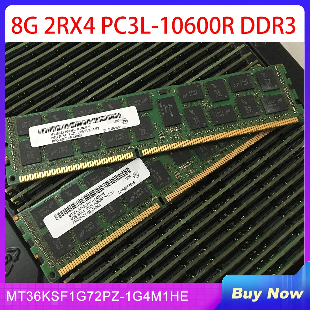 

1 PCS RAM 8G For MT 2RX4 PC3L-10600R DDR3 1333 ECC REG RDIMM Server Memory MT36KSF1G72PZ-1G4M1HE