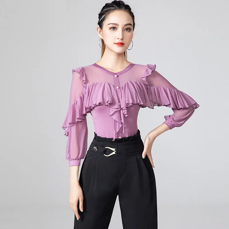 X030 National Standard Dance Top Women's Latin Dance Blouse Modern Waltz Dancing Shirt Chacha Rumba Samba Suit
X030 National Standard Dance Top Women's Latin Dance Blouse Modern Waltz Dancing Shirt Chacha Rumba Samba Suit