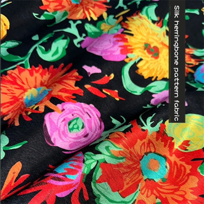 

Широкая масляная цветная крупная Цветочная Елочная ткань 140 см сверхпрочная шелковая ткань классический бренд атласная ткань для одежды материал