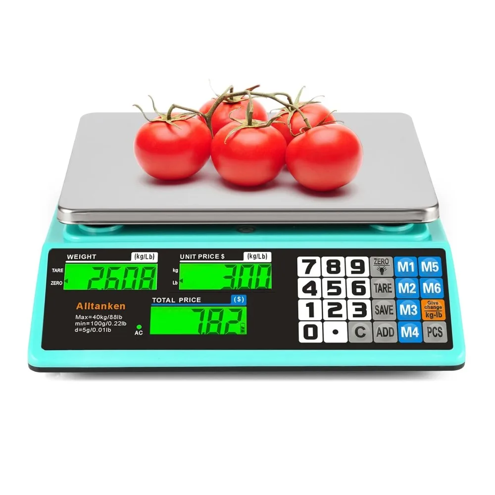 88lb/40kg Commercial Food Scale with Price Calculator, Accurate Counting and Dual LCD Display, Digital Price Computing Scale
88lb/40kg Commercial Food Scale with Price Calculator, Accurate Counting and Dual LCD Display, Digital Price Computing Scale