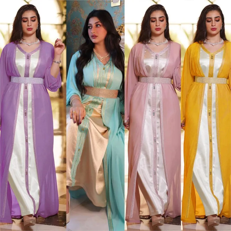 Middle East Commuter Ethnic Style European and American plus Color Chiffon Dress Muslim Women's Wear
Middle East Commuter Ethnic Style European and American plus Color Chiffon Dress Muslim Women's Wear