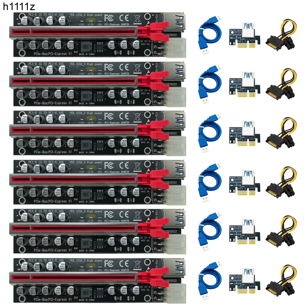 6 шт. PCIE Райзер для видеокарты Райзер PCI Express X16 расширитель 12 конденсаторов двойной светодиодный индикатор USB кабель 6-контактный источник питания для майнинга
6 шт. PCIE Райзер для видеокарты Райзер PCI Express X16 расширитель 12 конденсаторов двойной светодиодный индикатор USB кабель 6-контактный источник питания для майнинга