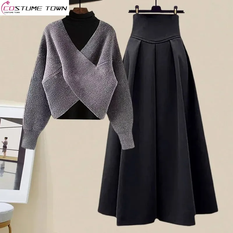 Autumn and Winter Set Women's 2023 New Korean Fashion Underlay Sweater Cross Sweater Waist Waist Half Dress Three Piece Set
Autumn and Winter Set Women's 2023 New Korean Fashion Underlay Sweater Cross Sweater Waist Waist Half Dress Three Piece Set