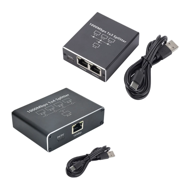 

Efficient Networking Solution 1 to 4way/3way RJ45 Ethernets Splitters with USB Power Cord for Multiple Device Connection