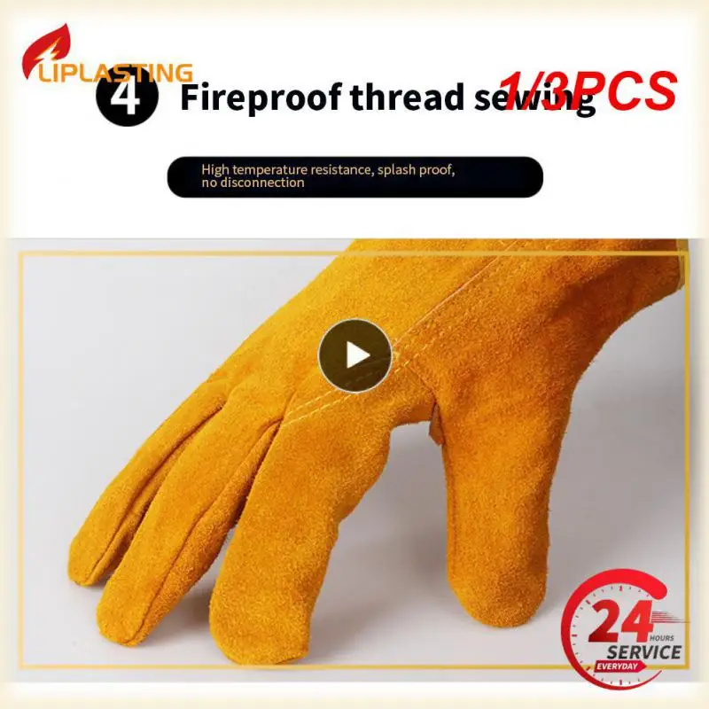 

1/3PCS Men Work Gloves Soft Cowhide Driver Hunting Driving Farm Garden Welding Security Protection Safety Workers Mechanic Glove