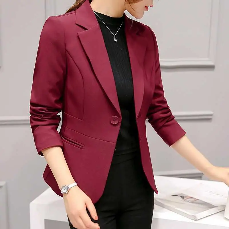 Women's Fashion Blazers Pocket Jacket Solid Color Red Black Cotton Fabric Slim Fit Coat New Spring Autumn Jackets OL Ladies Suit 
Women's Fashion Blazers Pocket Jacket Solid Color Red Black Cotton Fabric Slim Fit Coat New Spring Autumn Jackets OL Ladies Suit