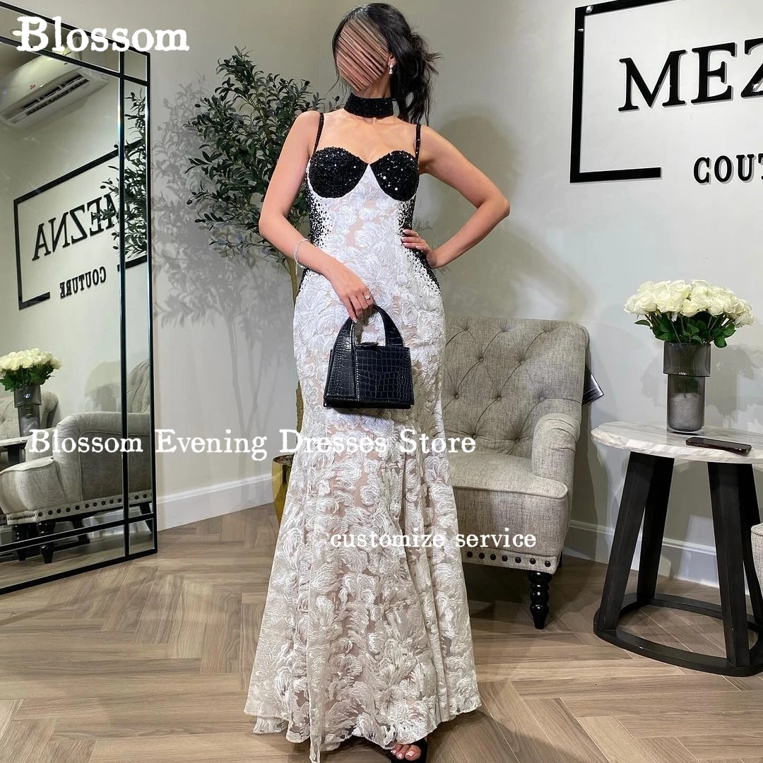 Floral Lace Spaghetti Straps Prom Dresses Mermaid Black Beads Sleeveless Evening Dresses Formal Party Dress vestidos para mujer
Floral Lace Spaghetti Straps Prom Dresses Mermaid Black Beads Sleeveless Evening Dresses Formal Party Dress vestidos para mujer