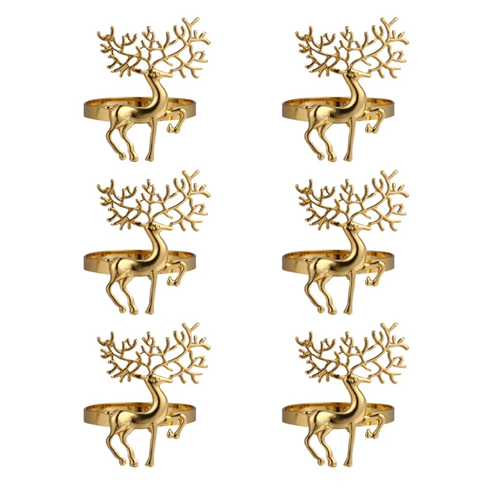 

Christmas Decorations Gold Napkin Ring Durable Delicate Deer Napkin Ring Holder for Restaurant Christmas Party Dinner