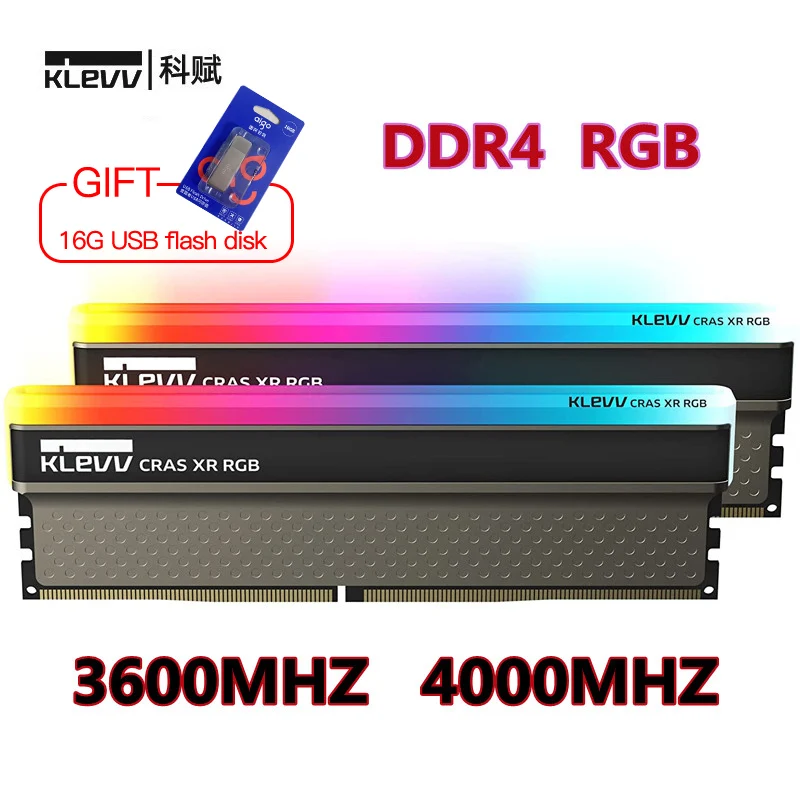 KLEVV CRAS XR RGB 16 Гб (8 x 2) DDR4 игровая оперативная память OC 3600 МГц 4000 XMP 2 0 настольная