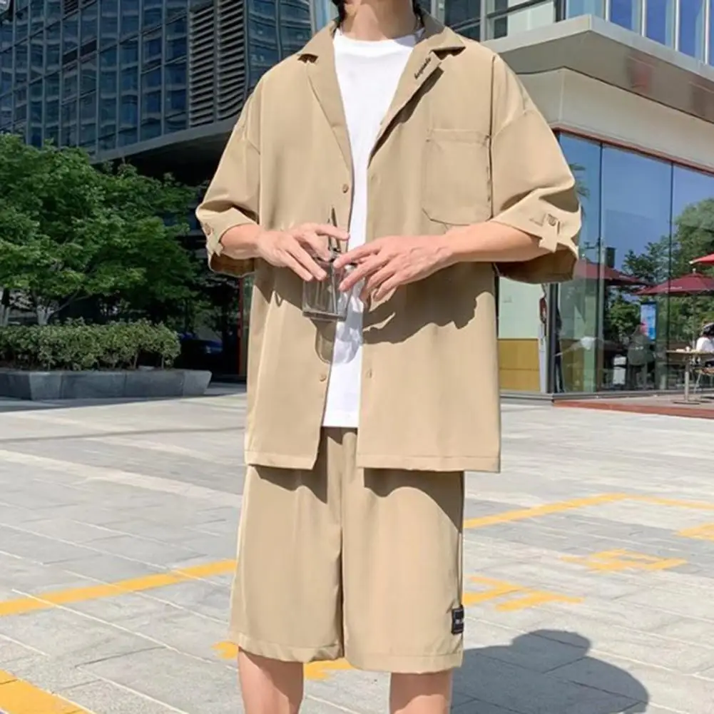Men Top Shorts Solid Color Shirt Short Pants Single Breasted Two Pieces Set Men Outfit Summer Thin Turdown Collar Outfit
Men Top Shorts Solid Color Shirt Short Pants Single Breasted Two Pieces Set Men Outfit Summer Thin Turdown Collar Outfit