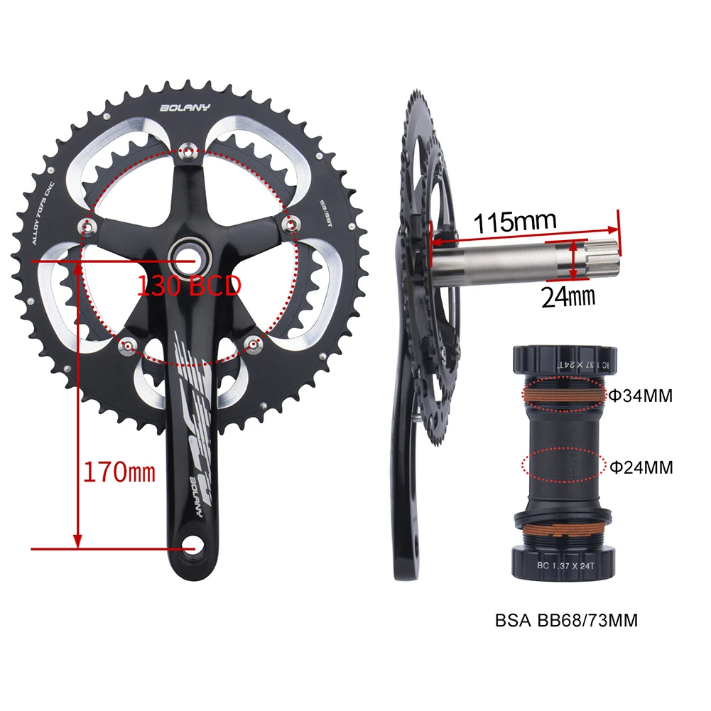 Crank Set Bicycle Crank Set Road Bike CrankSet 170MM 130BCD Double Chainrings 53/39T 9S/10S For-SRAM Bicycle 53-39T Hot Sale
Crank Set Bicycle Crank Set Road Bike CrankSet 170MM 130BCD Double Chainrings 53/39T 9S/10S For-SRAM Bicycle 53-39T Hot Sale
