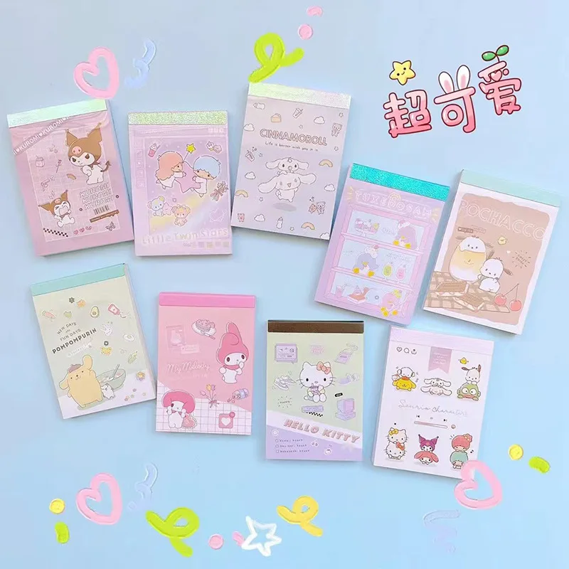 

Kawaii Sanrioed Hellokittys Kuromi Cinnamoroll My Melody Cartoon Cute Notebook Handbook Tearable Book Guestbook No Stickiness