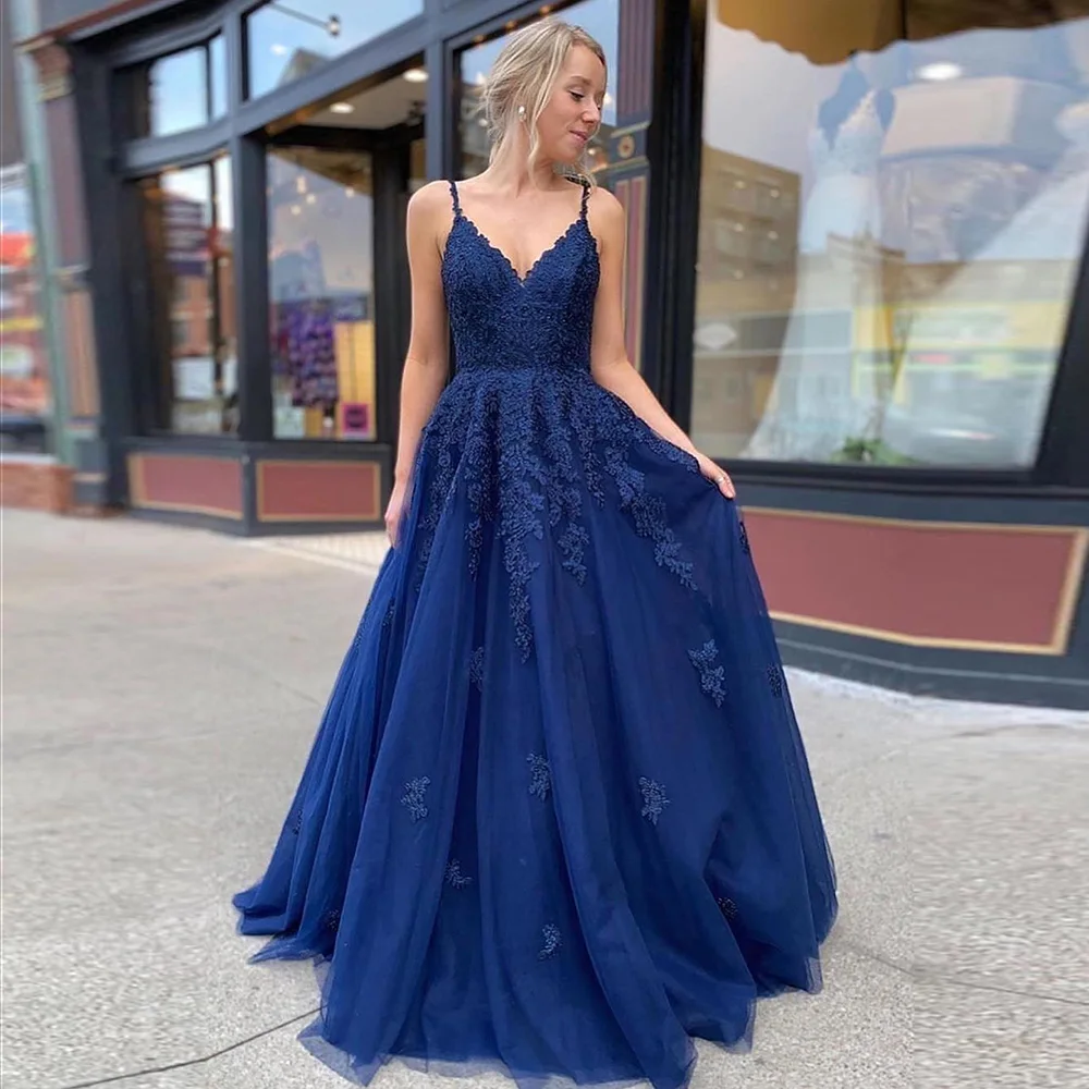 YALIN Navy Blue Prom Gown Spaghetti Strap A-Line V-Neck Long Party Dress Sexy Backless Sequin Appliques Tulle Evening Dresses
YALIN Navy Blue Prom Gown Spaghetti Strap A-Line V-Neck Long Party Dress Sexy Backless Sequin Appliques Tulle Evening Dresses