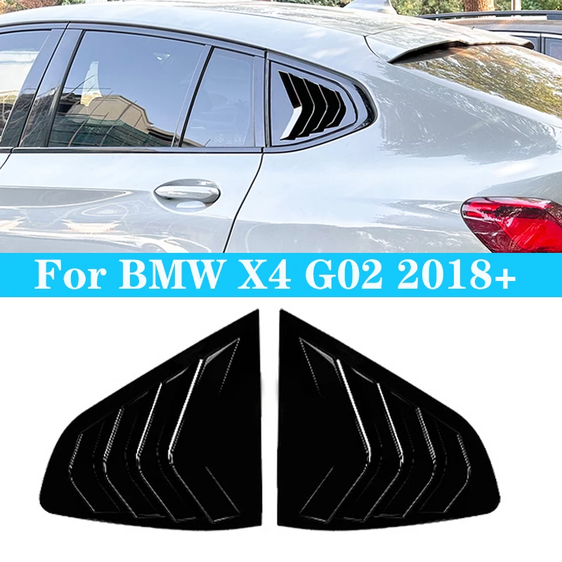 

Car Rear Window Shutter Cover Trim Window Louver Side Vent Trim Accessories Gloss Black Carbon Fiber For BMW X4 G02 2018+