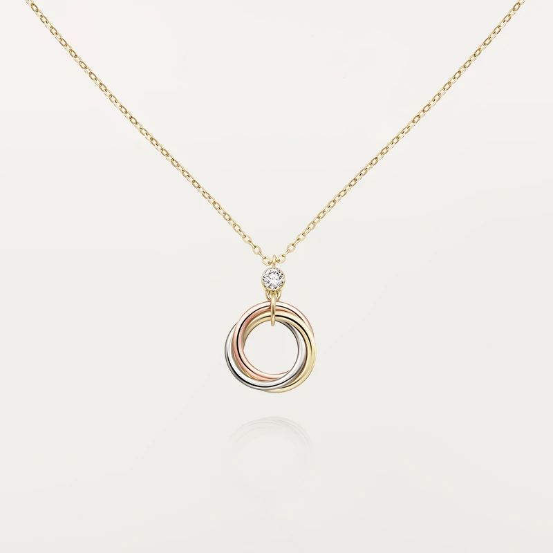 

Высококачественное новое трехцветное ожерелье с подвеской в виде кольца в одном из циркония для женщин Модный Роскошный брендовый комплект ювелирных изделий женские подарки