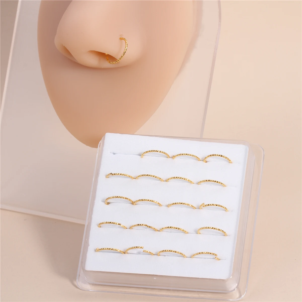 20 PCS Twisted Design Gold Color Nose Rings for Women Men Inner Diameter 8mm Box Set
20 PCS Twisted Design Gold Color Nose Rings for Women Men Inner Diameter 8mm Box Set