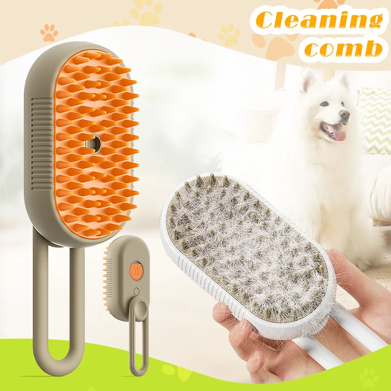 

3 in 1 Steamy Cat Brush Electric Anti-splashing Cat Brush for Massage Pet Grooming Comb Hair Removal Combs New with Steam Spray
