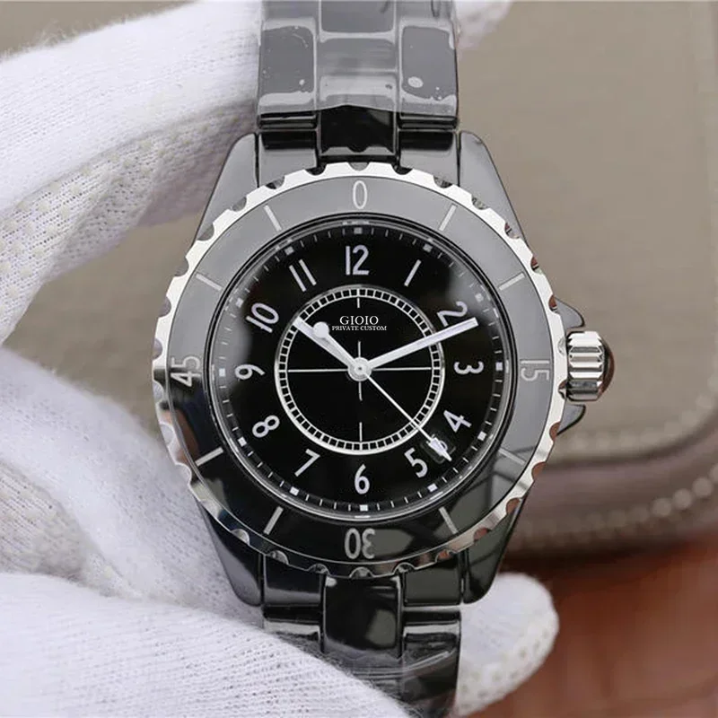 

Luxury New Quartz Watch for Men Women Ceramic Black White Watches Lady Fashion Simple Watches 33mm 38mm