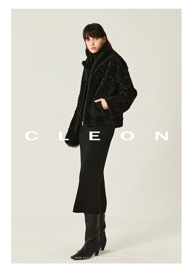 High-end Luxury Lacon Lamb Fur Cropped Winter Jackets for Women 2025 Simple Stand Collar Genuine Leather Real Fur Shearling Coat High-end Luxury Lacon Lamb Fur Cropped Winter Jackets for Women 2025 Simple Stand Collar Genuine Leather Real Fur Shearling Coat