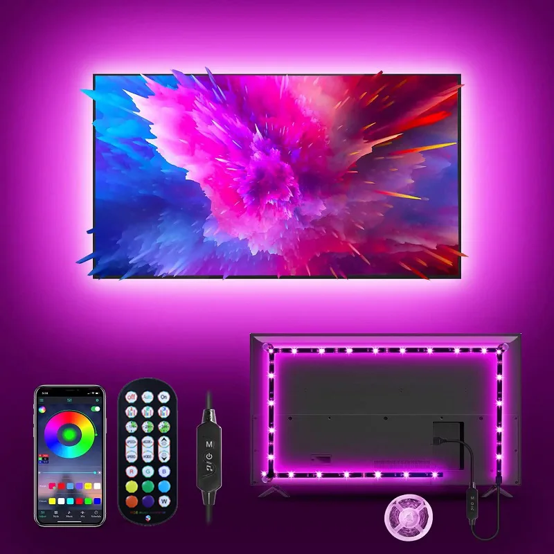 1M-5M LED Strip Lights for Room Bluetooth TV Backlight USB Neon Lights 5V APP Control SMD5050 Lamp for Christmas Gifts Luces LED
1M-5M LED Strip Lights for Room Bluetooth TV Backlight USB Neon Lights 5V APP Control SMD5050 Lamp for Christmas Gifts Luces LED