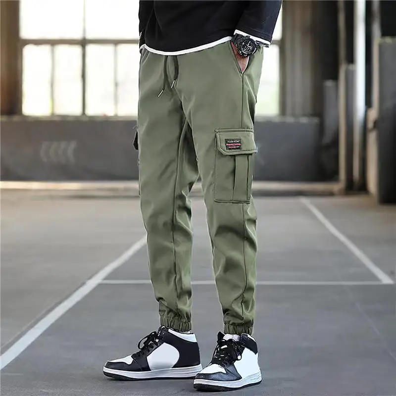 

Men Camo Print Flap Pocket Cargo Pants Sports Casual Nine Points Pants Ice Silk Bundle Foot Men's Pants Trend Loose Long Pants