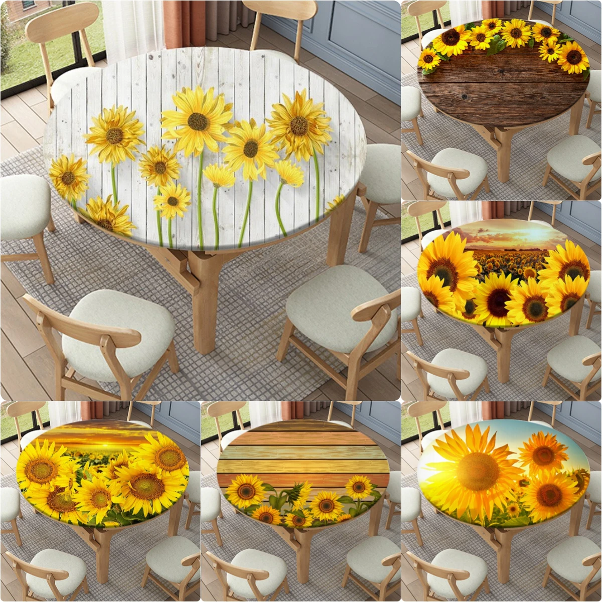 Vintage Sunflower Round Tablecloth Fitted Elastic Waterproof Table Cover for Dining Table Decoration Accessories Outdoor Decor
Vintage Sunflower Round Tablecloth Fitted Elastic Waterproof Table Cover for Dining Table Decoration Accessories Outdoor Decor
