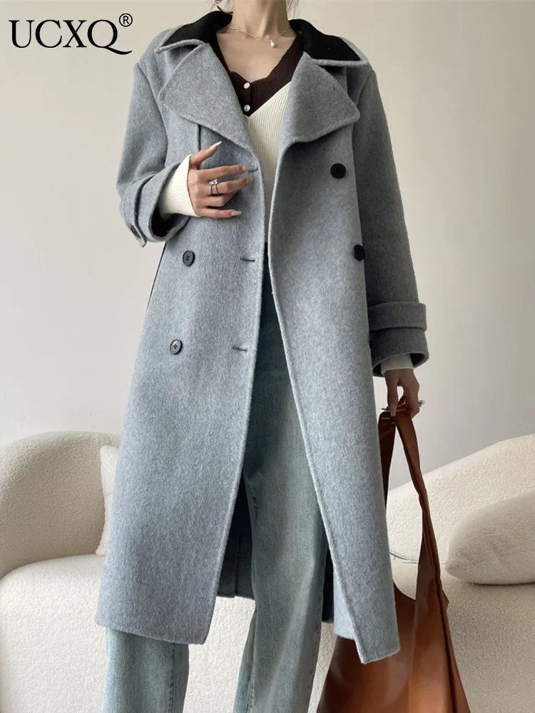 UCXQ High Quality Lapel Contrast Color Double-sided Woolen Coat For Women's Outerwear Clothing 2023 New Autumn Winter 16U6679
UCXQ High Quality Lapel Contrast Color Double-sided Woolen Coat For Women's Outerwear Clothing 2023 New Autumn Winter 16U6679