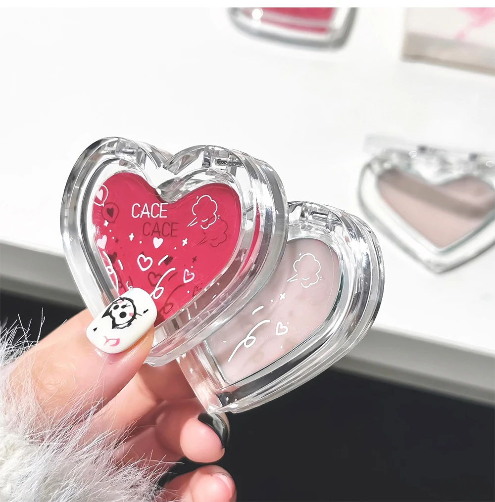 Love Heart Highlighter Blusher Palette Brightening Face Highlighter Cream Waterproof High Gloss Blush Illuminator Korean Makeup 13 Sd8dead11715f48afaf1e2f3c2e7e1939L
