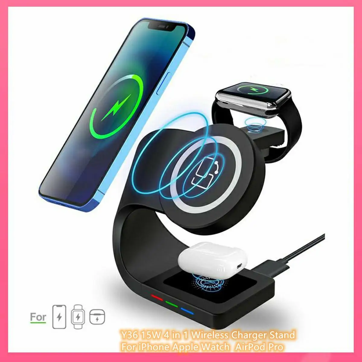 15W 4 in 1 Qi Wireless Charger Stand For iPhone 13 12 11 XS XR X Fast Charging Dock Station For Apple Watch 6/5/4/3/2 AirPod Pro
15W 4 in 1 Qi Wireless Charger Stand For iPhone 13 12 11 XS XR X Fast Charging Dock Station For Apple Watch 6/5/4/3/2 AirPod Pro