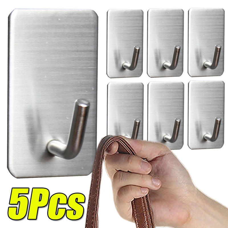 5/2/1Pcs Stainless Steel Hooks Strong Self Adhesive Hooks Key Storage Hanger for Kitchen Bathroom Door Wall Multi-Function
5/2/1Pcs Stainless Steel Hooks Strong Self Adhesive Hooks Key Storage Hanger for Kitchen Bathroom Door Wall Multi-Function