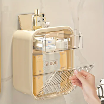 변기 변기 티슈 박스 보관 랙, 가정용 벽 보관 장치, 욕실 전화 스탠드, 생리대 상자 상품 이미지