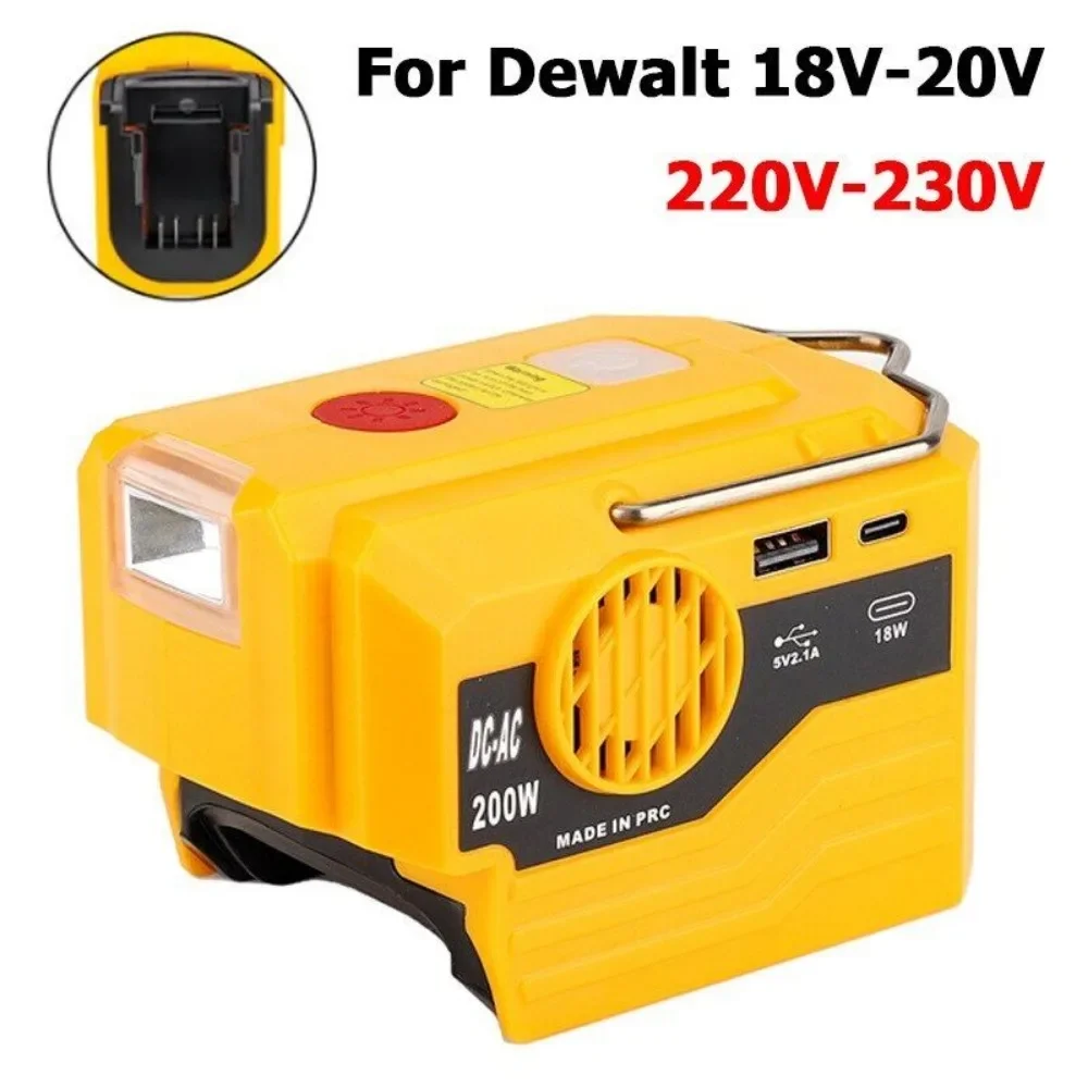 200W Power Inverter for Dewalt 20V 18V Li-ion Battery with LED Work Light DC 20V To AC 110V Or 220V Modified Sine Wave Inverter
200W Power Inverter for Dewalt 20V 18V Li-ion Battery with LED Work Light DC 20V To AC 110V Or 220V Modified Sine Wave Inverter
