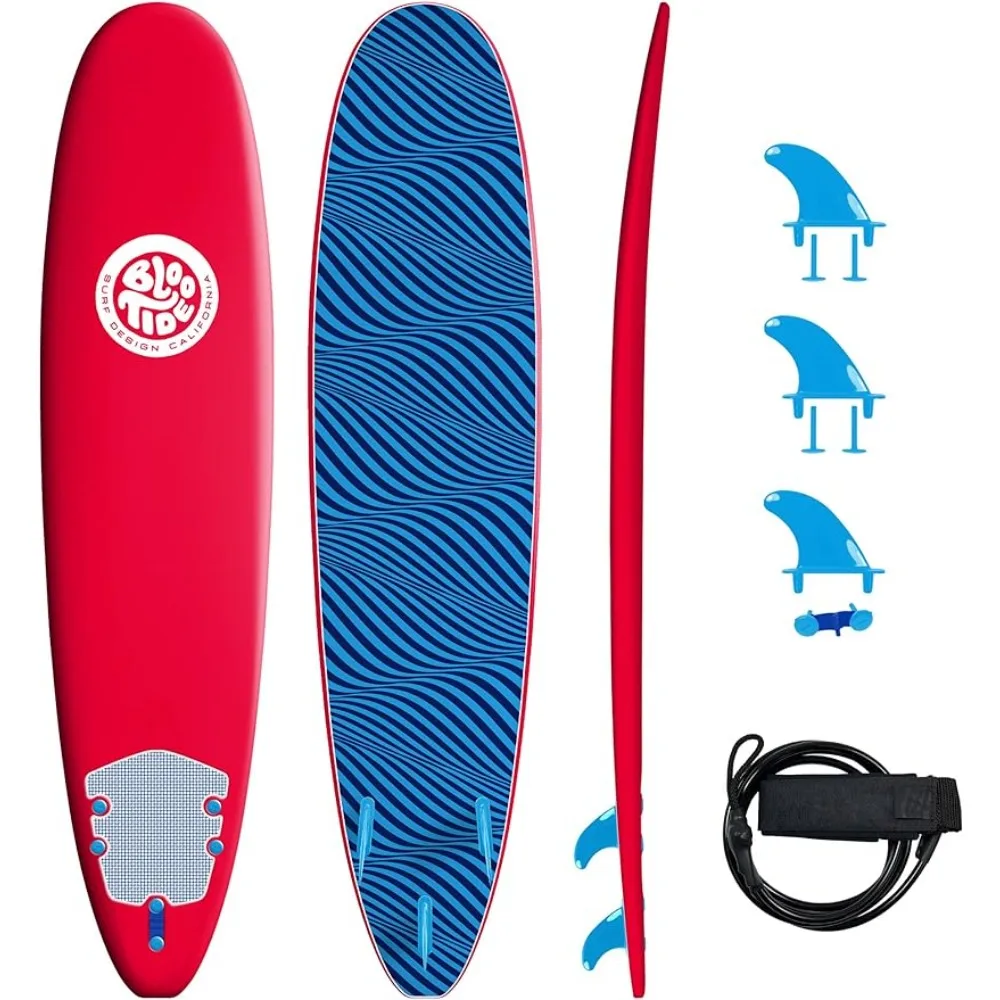 

Доска для серфинга 8 футов, мягкий верх, Красный с синим дизайном, нижняя графическая лодка, надувные рыболовные лодки, доска для серфинга, скейт, падальный серфинг