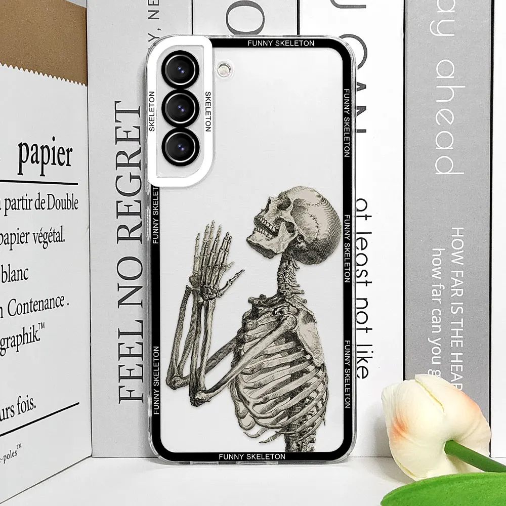 Artistic Funny Skeleton Skull Phone Case for Samsung Galaxy S25 S24 S23 Ultra S22 Plus S21 FE 5G Clear Soft Covers Couple Fundas Artistic Funny Skeleton Skull Phone Case for Samsung Galaxy S25 S24 S23 Ultra S22 Plus S21 FE 5G Clear Soft Covers Couple Fundas