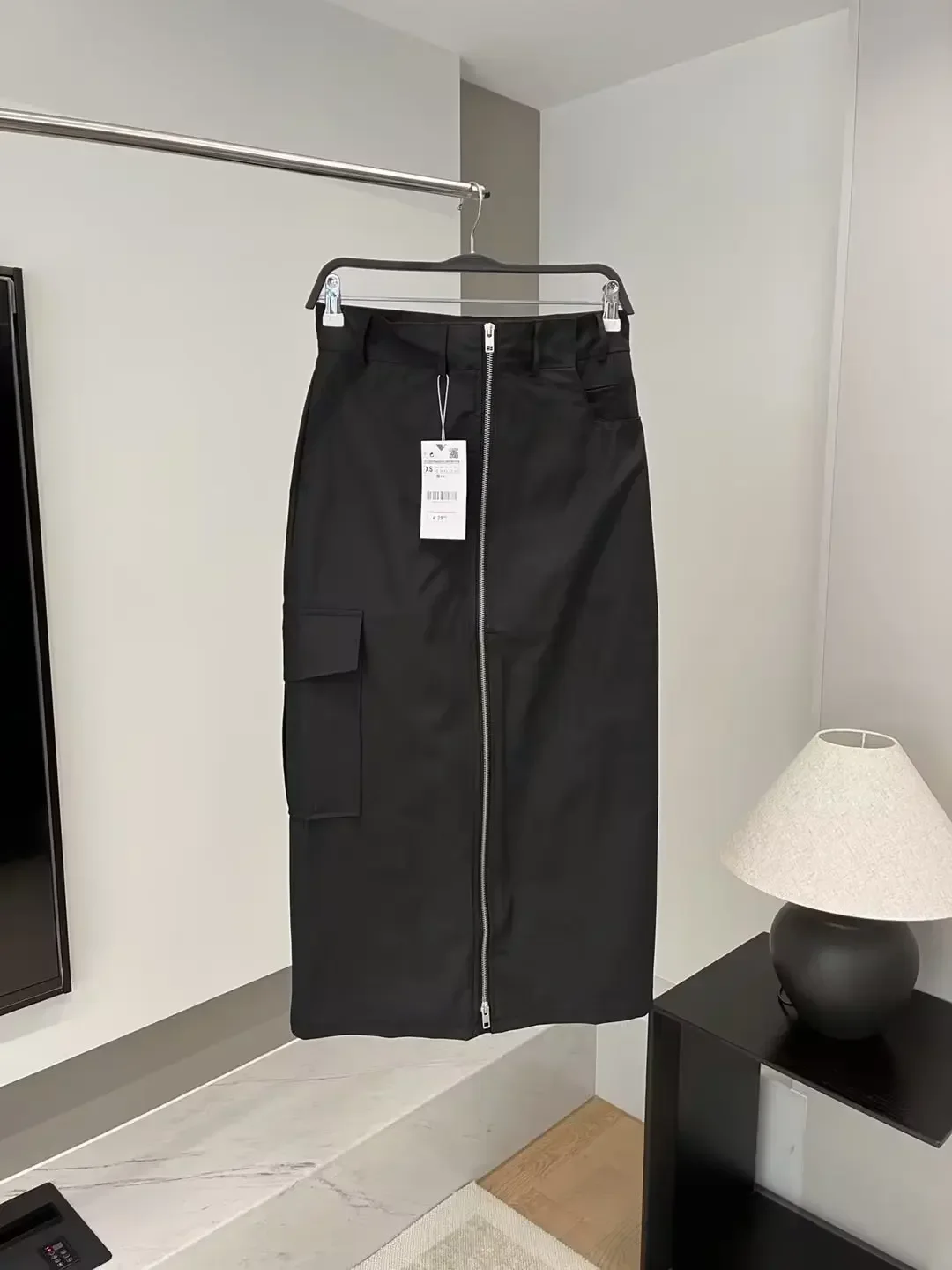 

Юбка-карго Женская нейлоновая средней длины, шикарная модная повседневная миди-юбка с карманами, винтажная на молнии, с завышенной талией