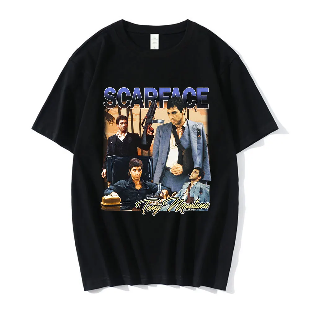 Movie Scarface T-shirt Tony Montana Graphic T-shirts Men's Fashion Vintage Punk Hip Hop Oversized T Shirt Harajuku Streetwear
Movie Scarface T-shirt Tony Montana Graphic T-shirts Men's Fashion Vintage Punk Hip Hop Oversized T Shirt Harajuku Streetwear