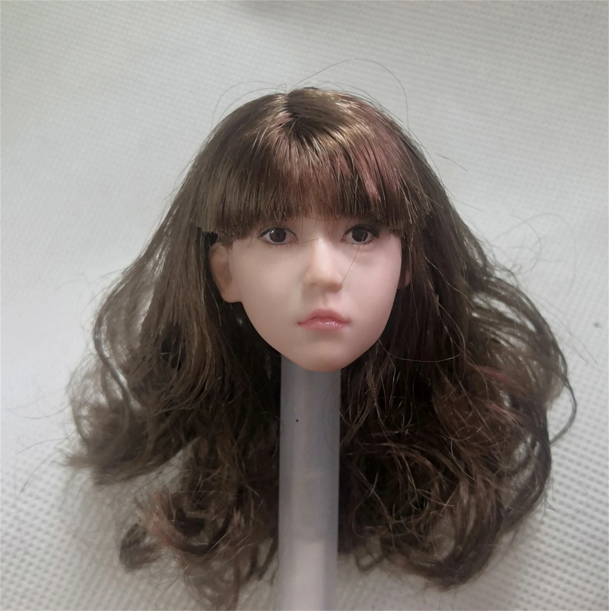 

1/6 Student Little Girl Qi Bangs Head Carved Model Fit for 12'' TBLeague Pale Action Figure Body
