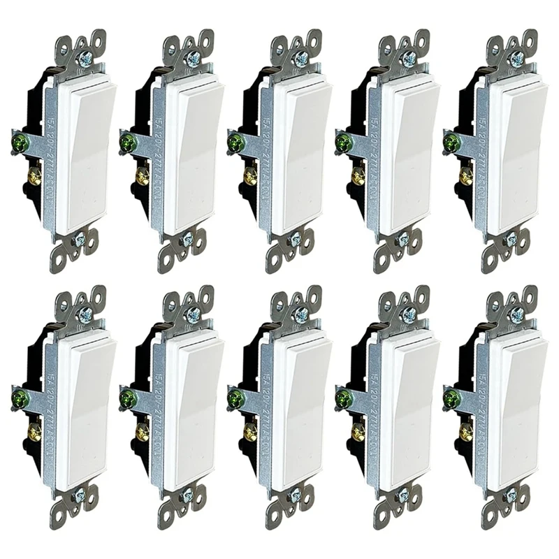 10-Pack 3-Way Decorator Paddle Rocker Light Switch Grounding 15A 120V-277V 3-Wire Metal+Plastic
10-Pack 3-Way Decorator Paddle Rocker Light Switch Grounding 15A 120V-277V 3-Wire Metal+Plastic