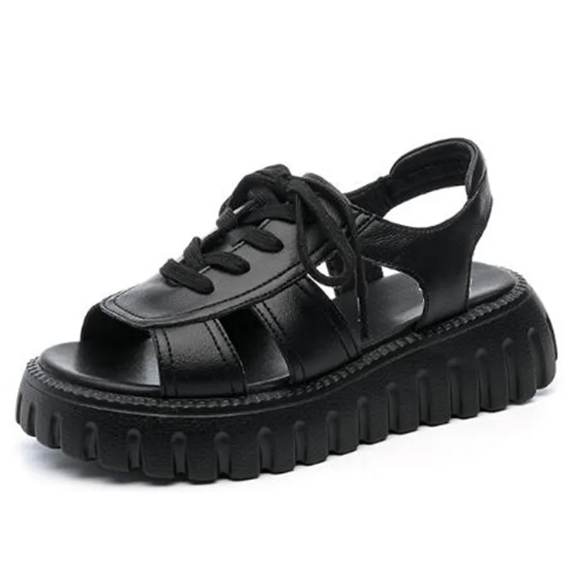 2022 New Summer Genuine Leather Lace-up Fish Mouth Sandals Women Casual Sandals Large Size Hollow Light Popular Platform Sandals
2022 New Summer Genuine Leather Lace-up Fish Mouth Sandals Women Casual Sandals Large Size Hollow Light Popular Platform Sandals