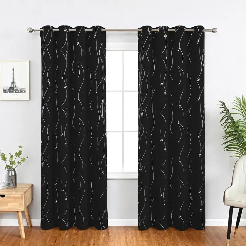 

Blackout Window Shade Panels Thermal Insulated Curtains Reusable Noise Reducing Room Darkening Curtains for Bedrooms Nursery