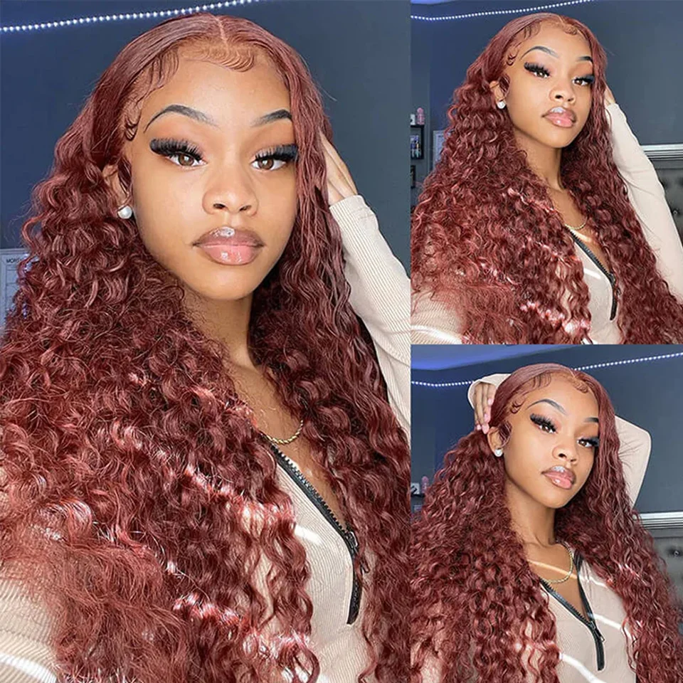 13x6 Colored Water Wave HD Transparent Lace Front Wig Reddish Brown Deep Wave Frontal Human Hair Wig 30 Inch Curly Wig For Women
13x6 Colored Water Wave HD Transparent Lace Front Wig Reddish Brown Deep Wave Frontal Human Hair Wig 30 Inch Curly Wig For Women