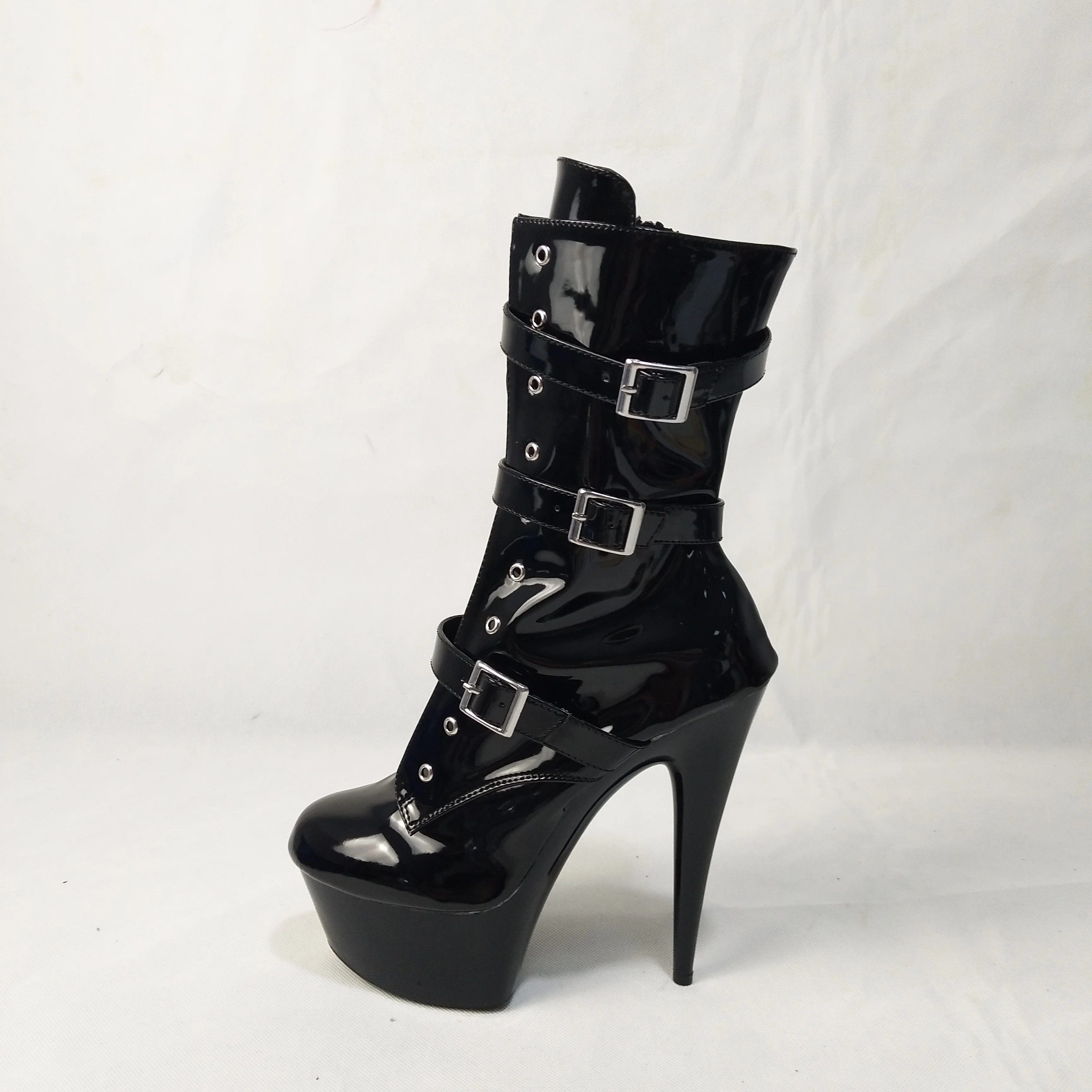Sexy black PU leather buckle heel boots for fashionable women, 15cm pole dance practice ankle boots
Sexy black PU leather buckle heel boots for fashionable women, 15cm pole dance practice ankle boots