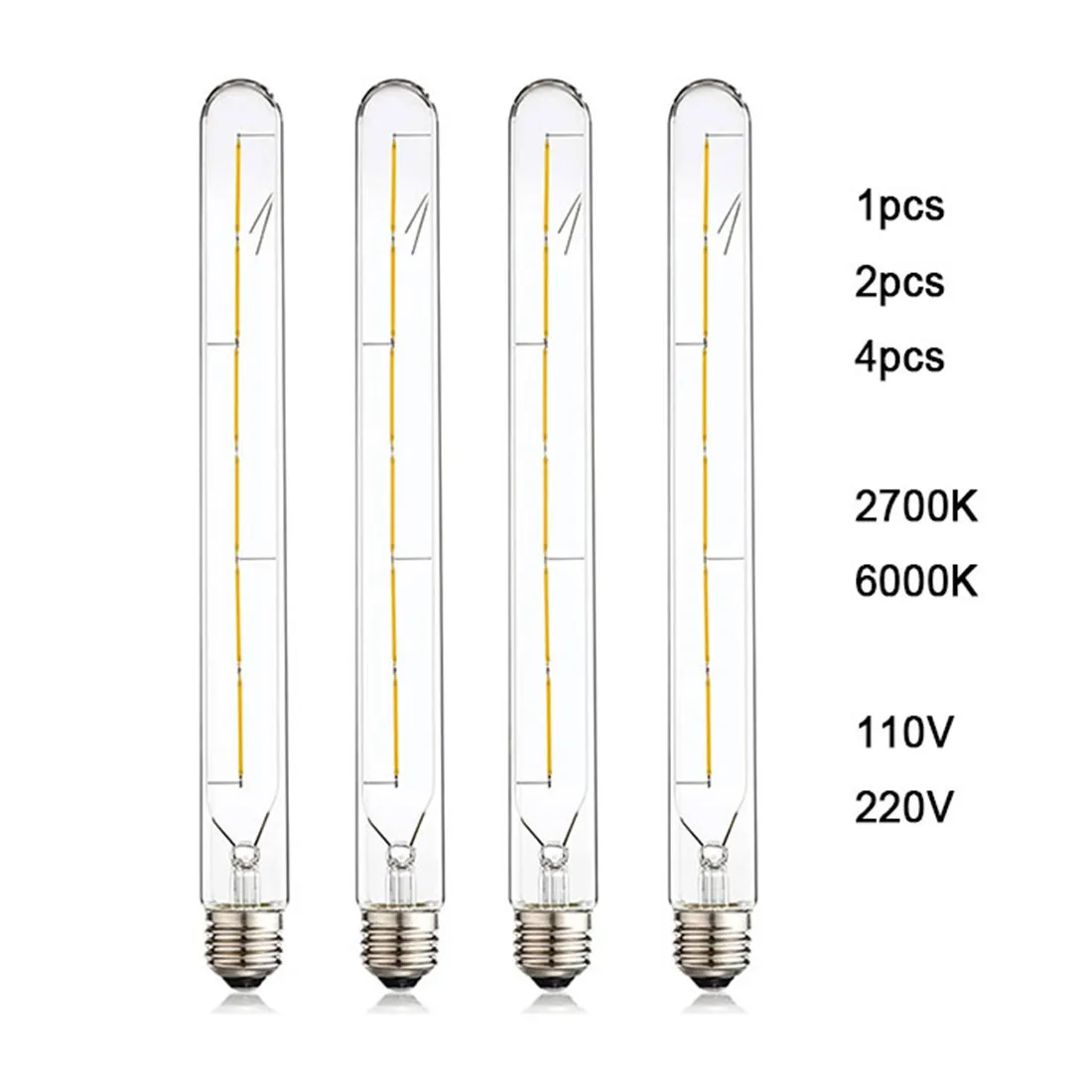 

Vintage 110V 220V 6W T300 LED Filament Bulb 2700K warm white 6000K cold white Long Tubular E27 Edison Light Bulb 120V 240V Light