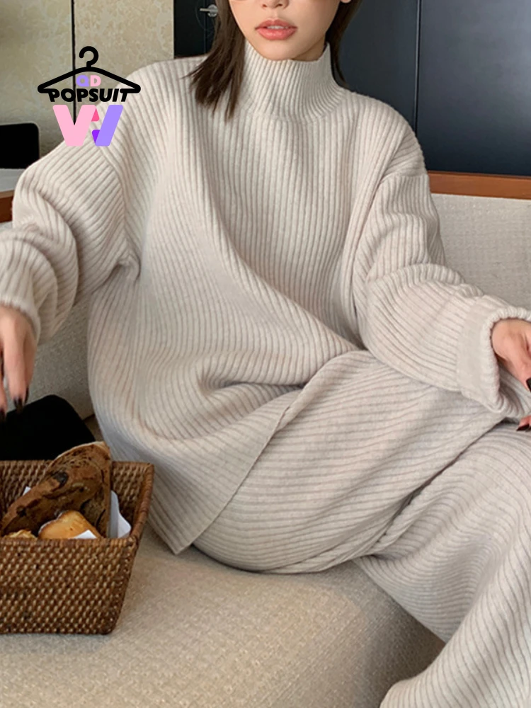 Autumn Winter Women Knitted Sweater Pants Sets Pullover Tops Wide Leg Pants 2 Piece Sets Women Suit Fashion Casual Women Clothes
Autumn Winter Women Knitted Sweater Pants Sets Pullover Tops Wide Leg Pants 2 Piece Sets Women Suit Fashion Casual Women Clothes