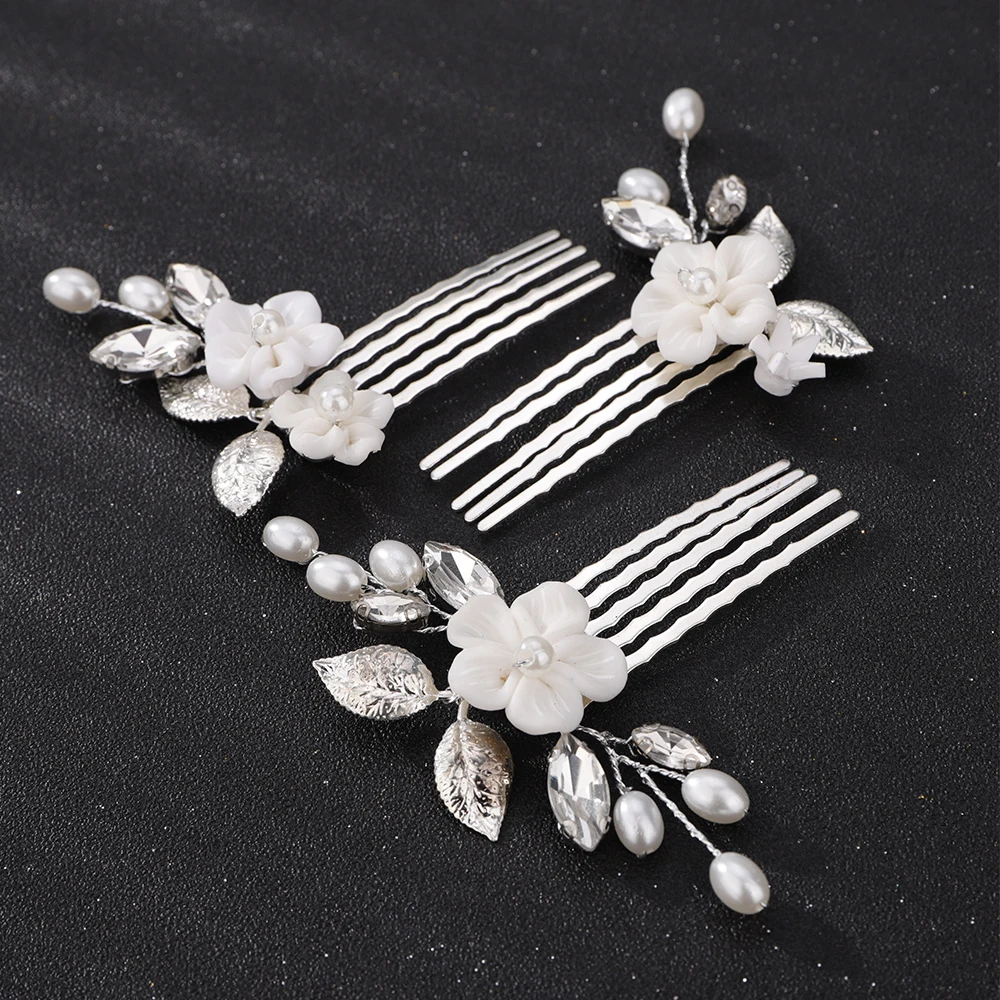 Silver Rhinestone Pearl Hair Accessories for Wedding Women Handmade Flower leaf Bridal Bride Hair Comb Party Head Jewelry Tiaras 7 Sd8f2f5904f714c7d8ec6a8e2020b0ea04