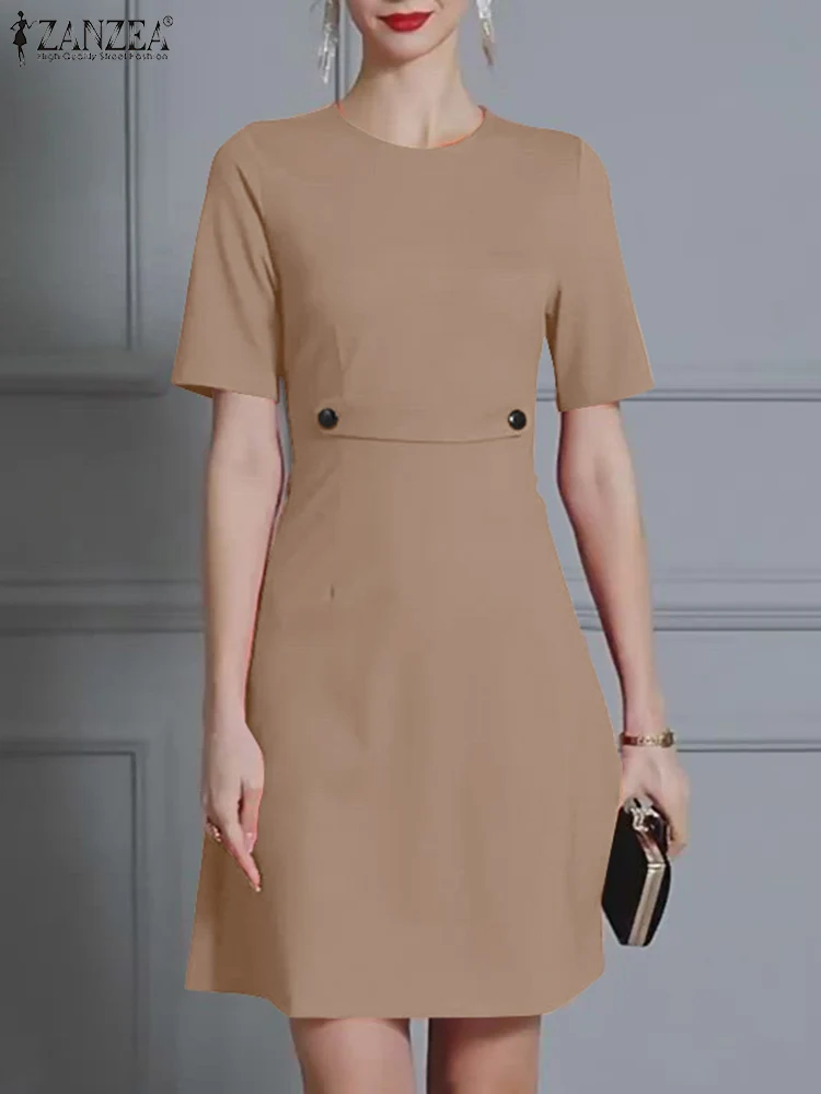 ZANZEA Casual Waisted Women Dress 2024 Fashion O Neck Party Knee-length Vestidos Summer Short Sleeve Elegant OL Solid Color Robe
ZANZEA Casual Waisted Women Dress 2024 Fashion O Neck Party Knee-length Vestidos Summer Short Sleeve Elegant OL Solid Color Robe