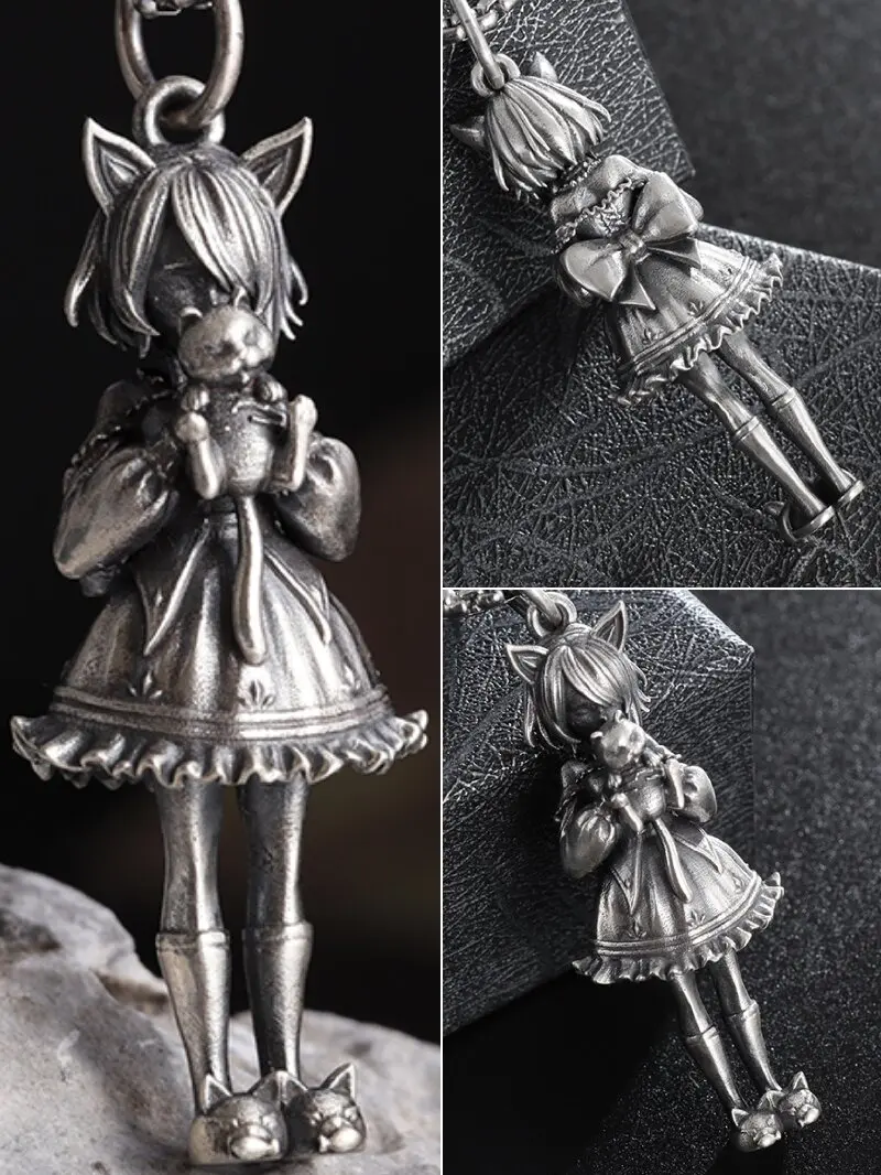 High Quality Cat Ears Princess Dress Little Girl Holding Cat Doll Pendant Necklace for Men Women Cute Sweet Jewelry
High Quality Cat Ears Princess Dress Little Girl Holding Cat Doll Pendant Necklace for Men Women Cute Sweet Jewelry